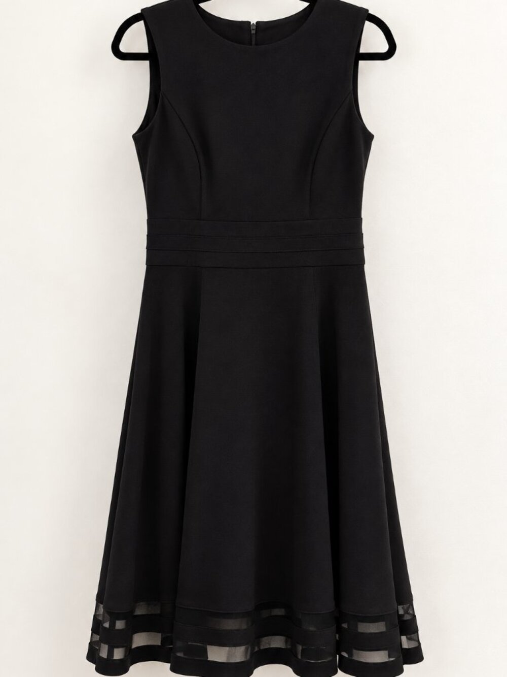 Calvin Klein Black Fit & Flare Mesh Illusion Dress Size 6 LBD